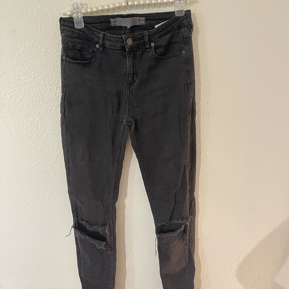 Brandy Melville jeans 26 Sm distressed gray straight bootcut frayed ripped jean - Picture 7 of 15